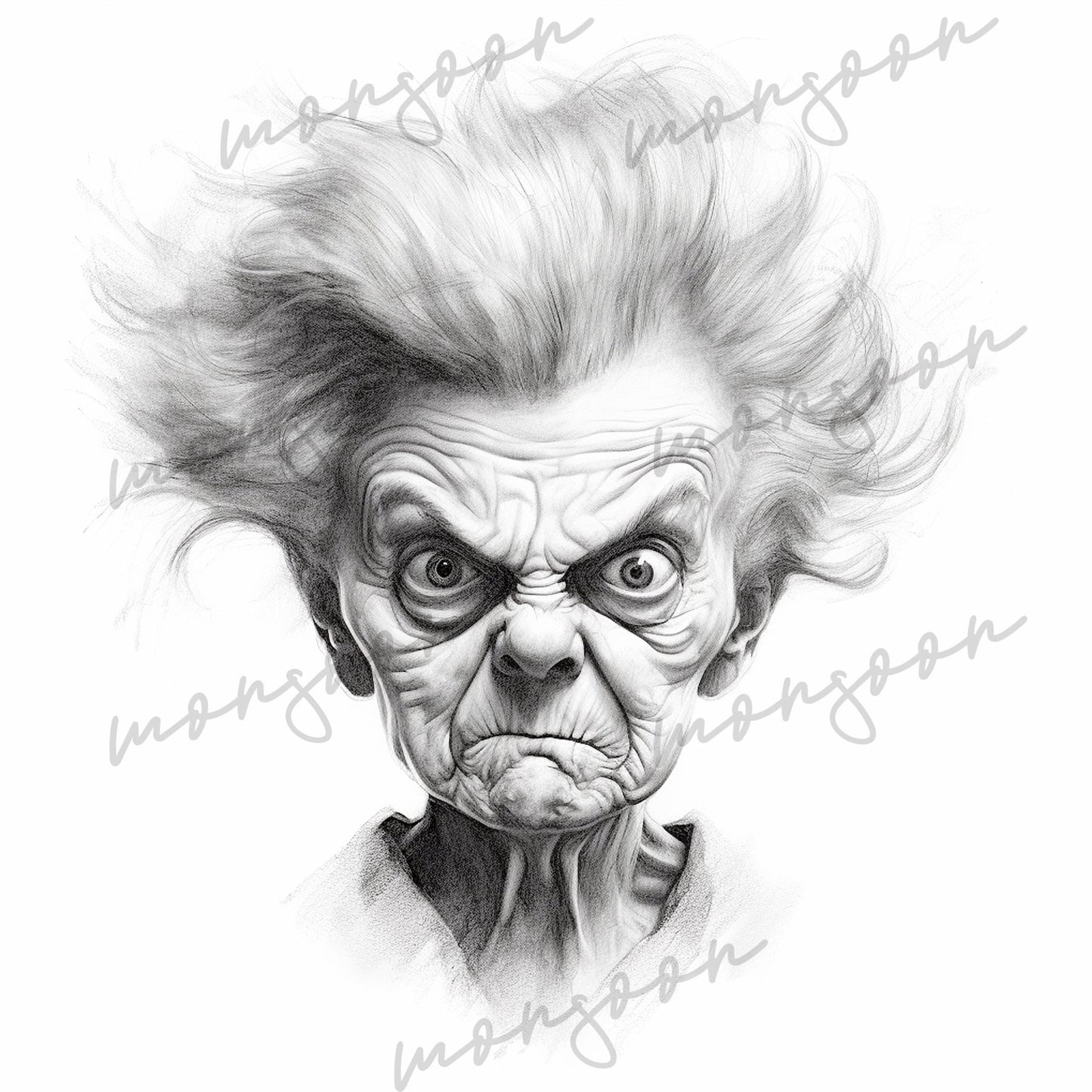 Grumpy Granny Coloring Book Grayscale (Digital) - Monsoon Publishing USA