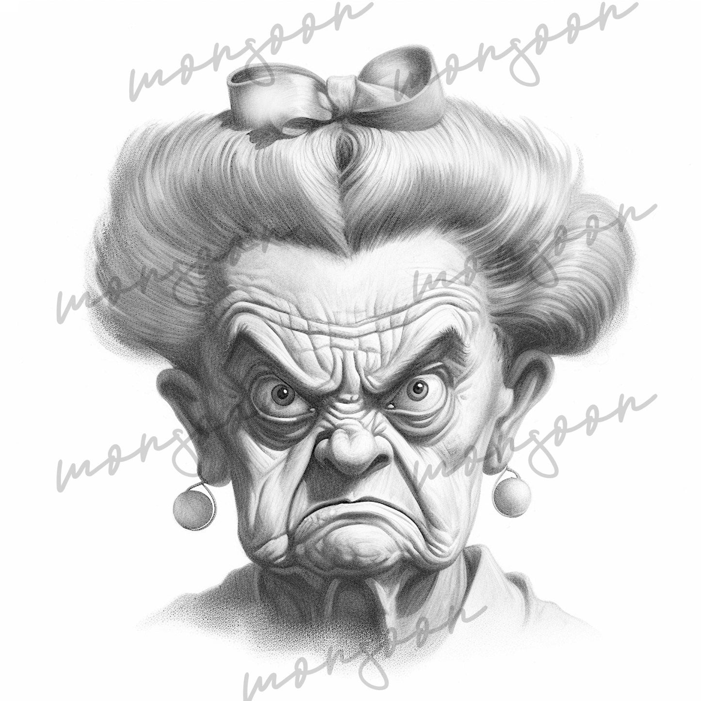 Grumpy Granny Coloring Book Grayscale (Digital) - Monsoon Publishing USA