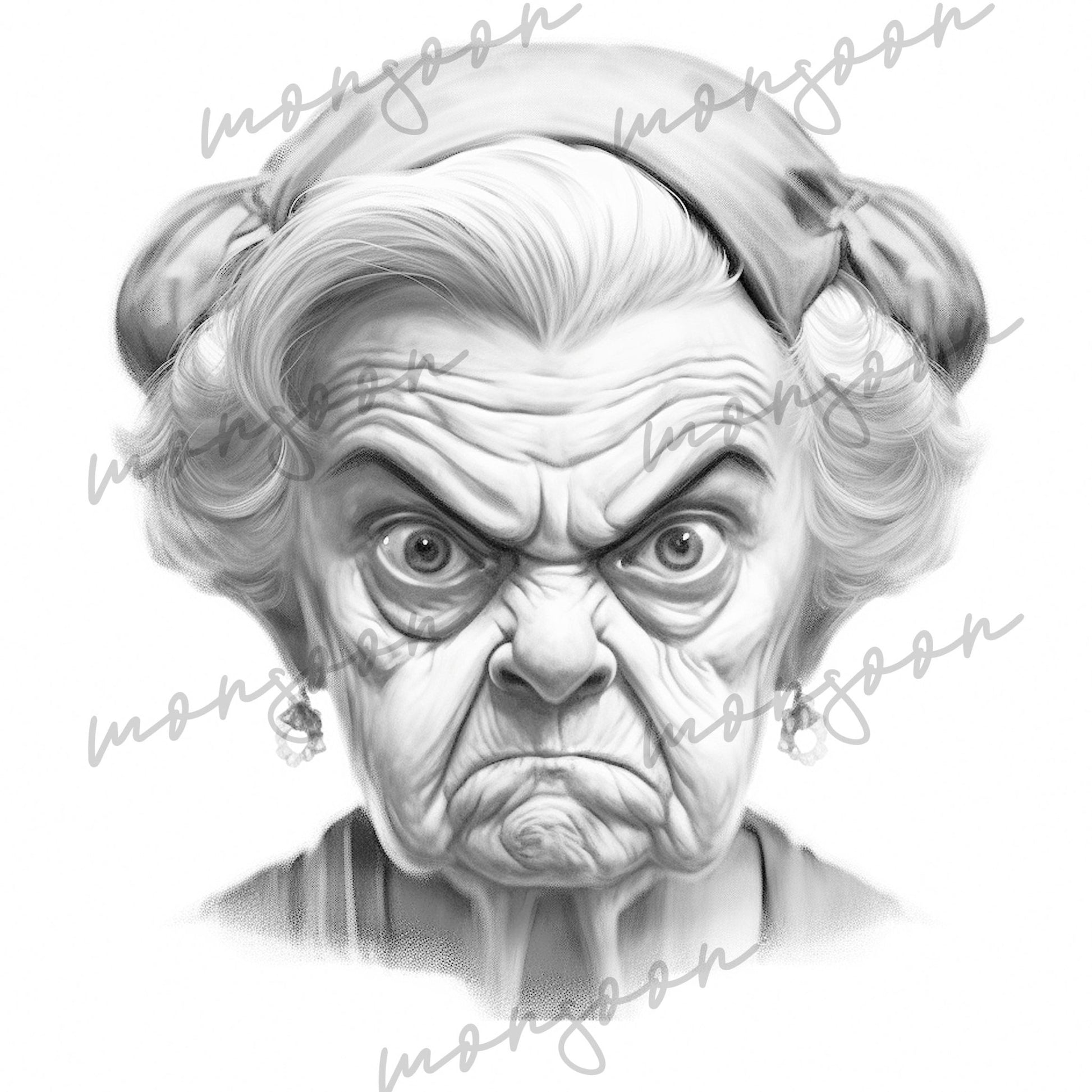 Grumpy Granny Coloring Book Grayscale (Digital) - Monsoon Publishing USA