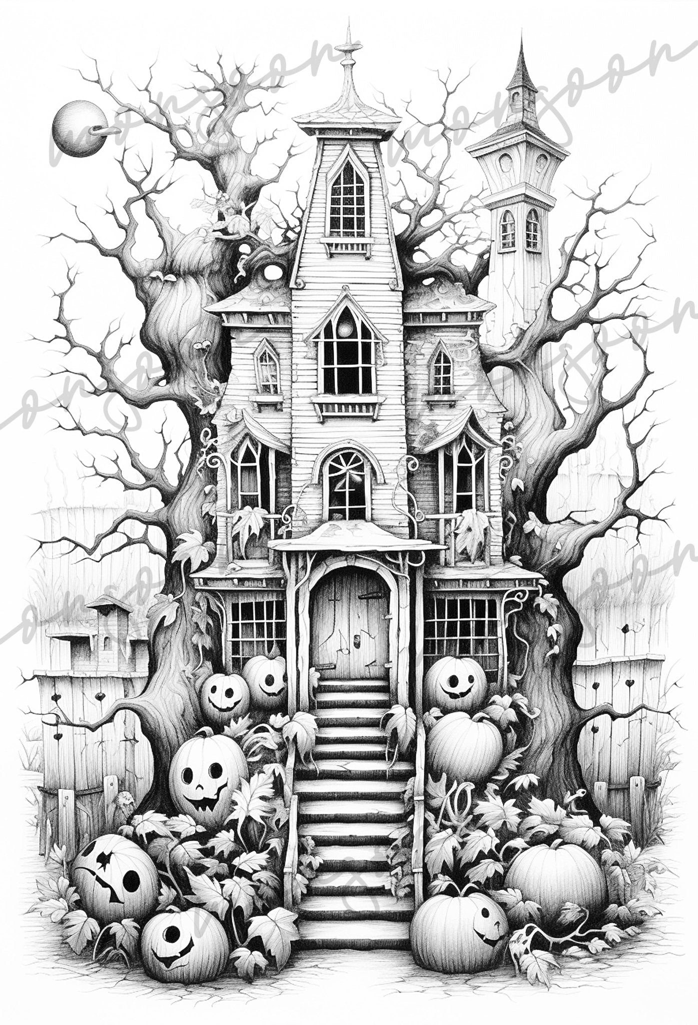 Halloween Coloring Book Grayscale (Digital) - Monsoon Publishing USA