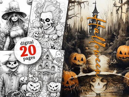 Halloween Coloring Book Grayscale (Digital) - Monsoon Publishing USA