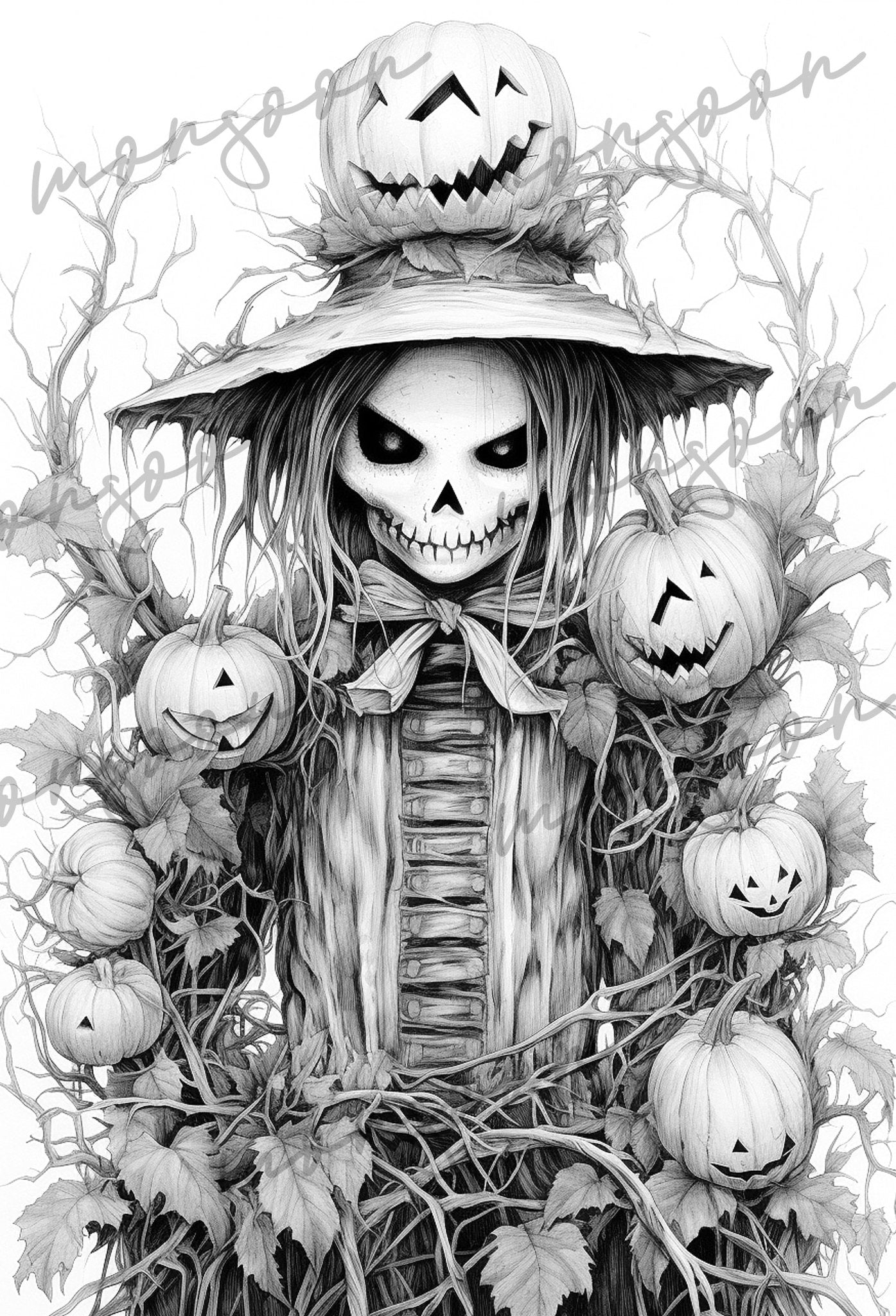 Halloween Coloring Book Grayscale (Digital) - Monsoon Publishing USA