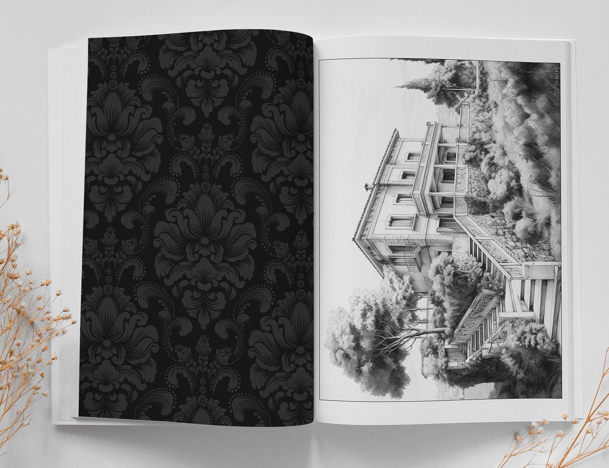 Italian Villas Coloring Book Grayscale (Printbook) - Monsoon Publishing USA