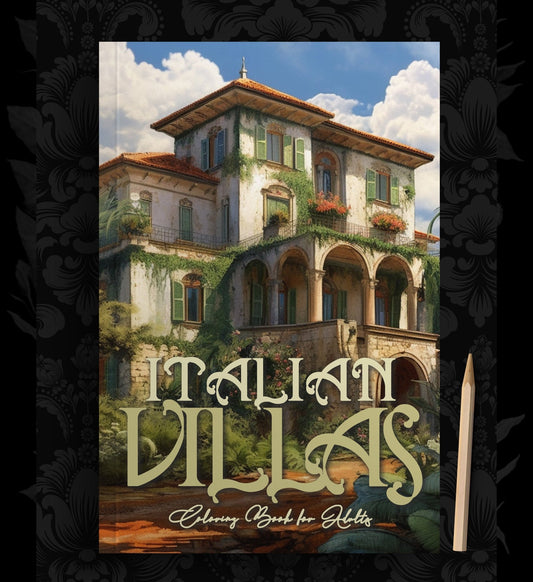 Italian Villas Coloring Book Grayscale (Printbook) - Monsoon Publishing USA