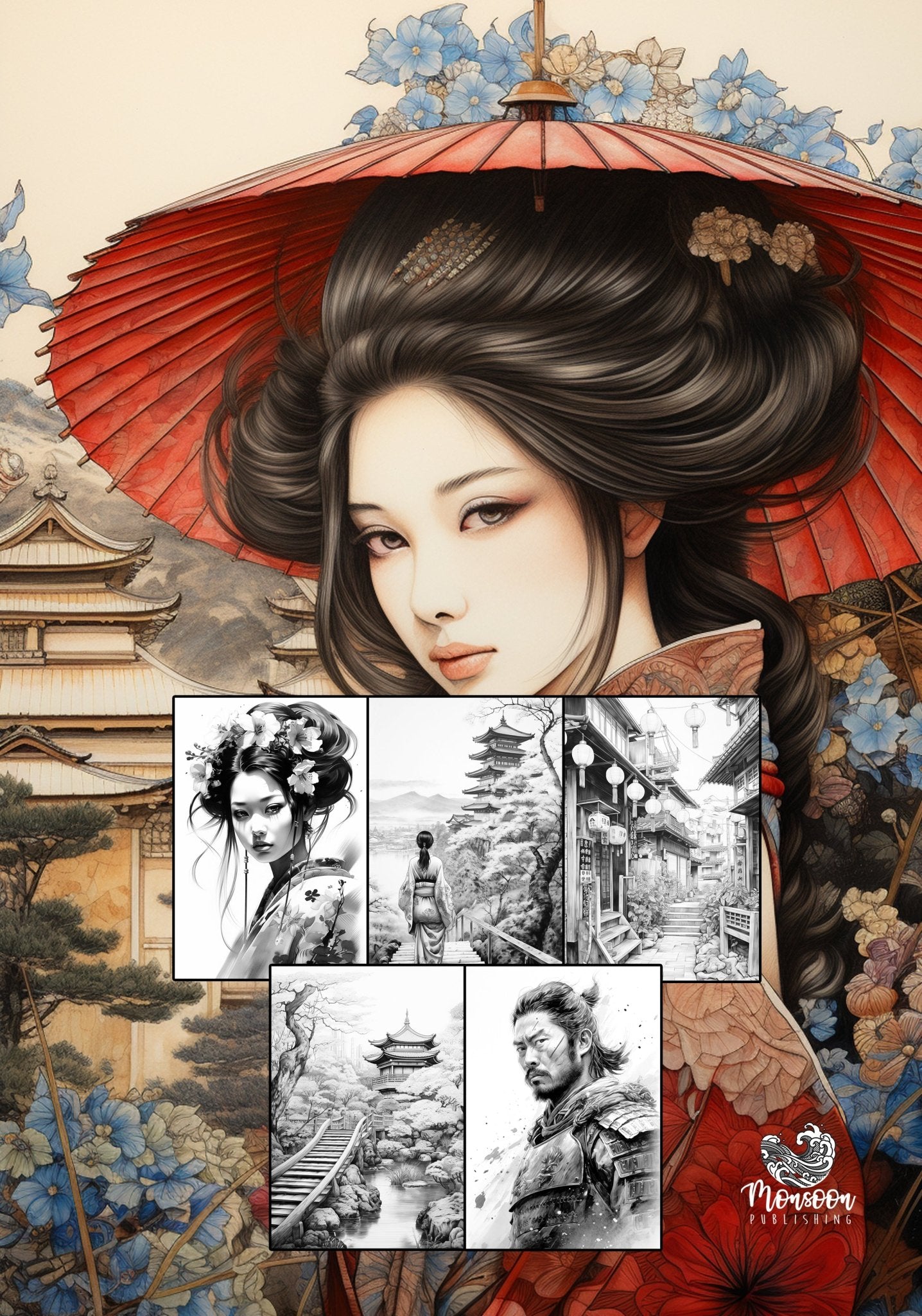 Japan Coloring Book Grayscale (Printbook) - Monsoon Publishing USA