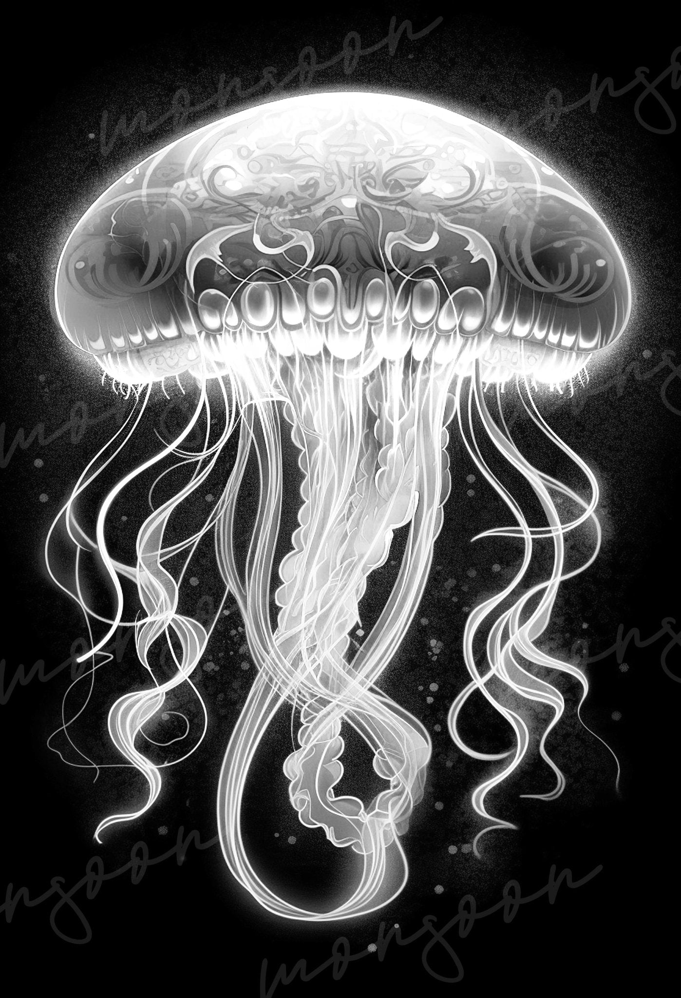 Jellyfish Ocean Coloring Book Grayscale (Digital) - Monsoon Publishing USA