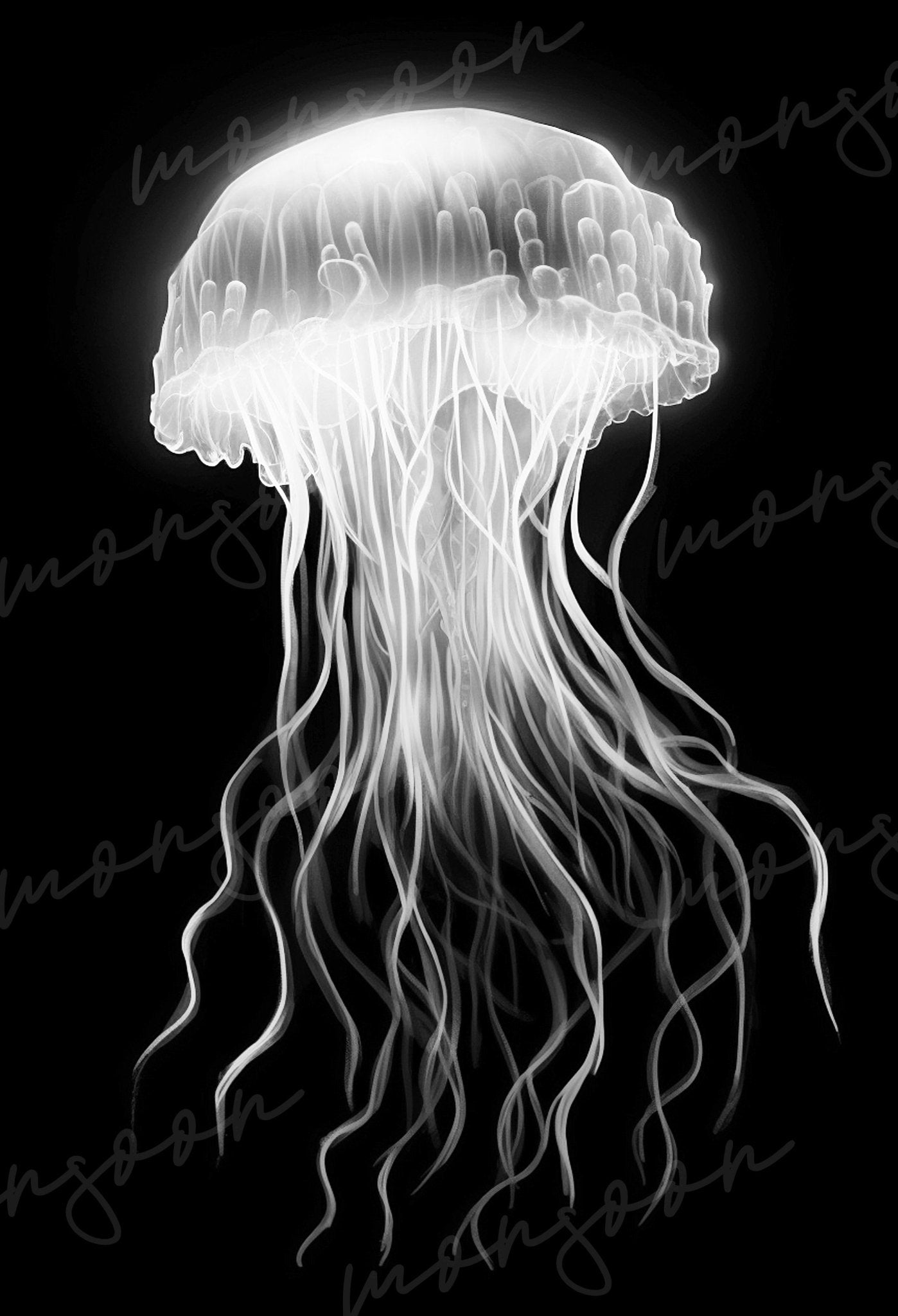 Jellyfish Ocean Coloring Book Grayscale (Digital) - Monsoon Publishing USA