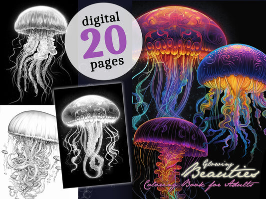 Jellyfish Ocean Coloring Book Grayscale (Digital) - Monsoon Publishing USA