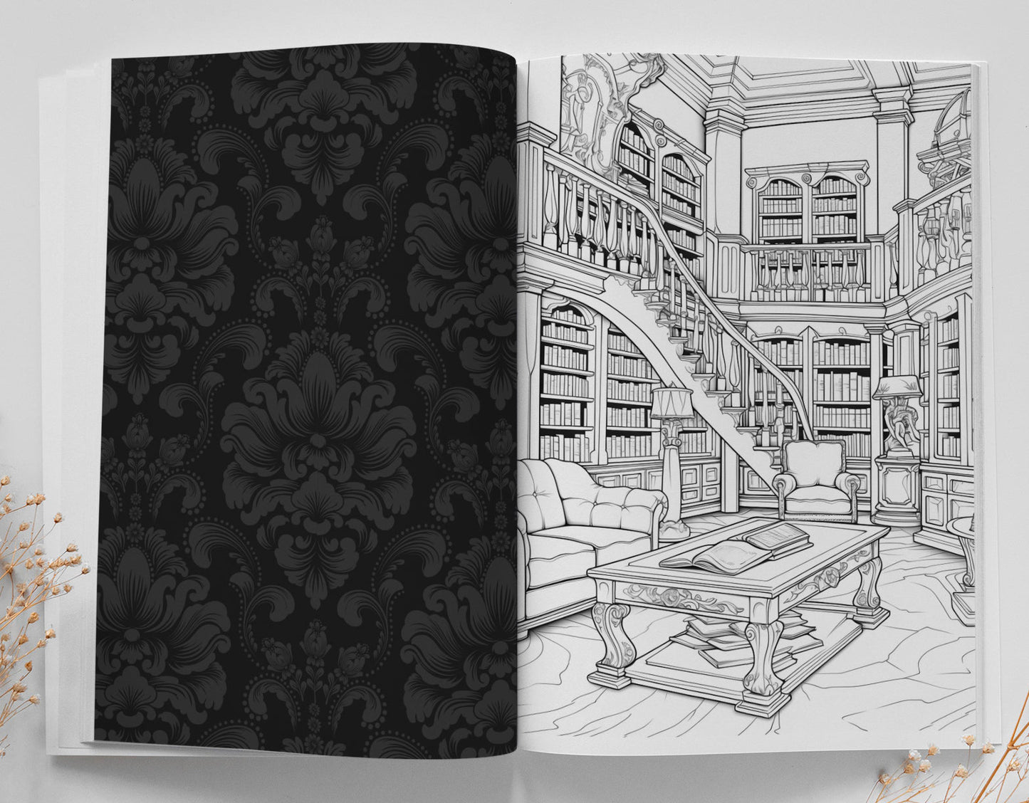 Library Coloring Book Grayscale (Printbook) - Monsoon Publishing USA