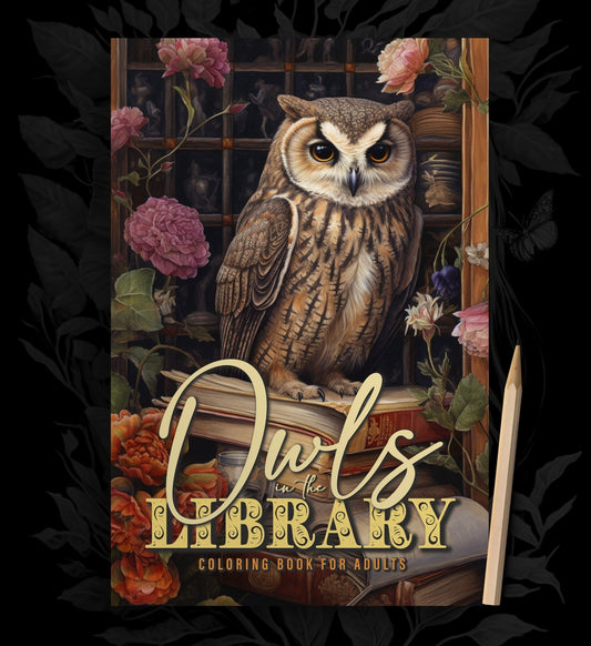 Library Owls Coloring Book Grayscale (Printbook) - Monsoon Publishing USA