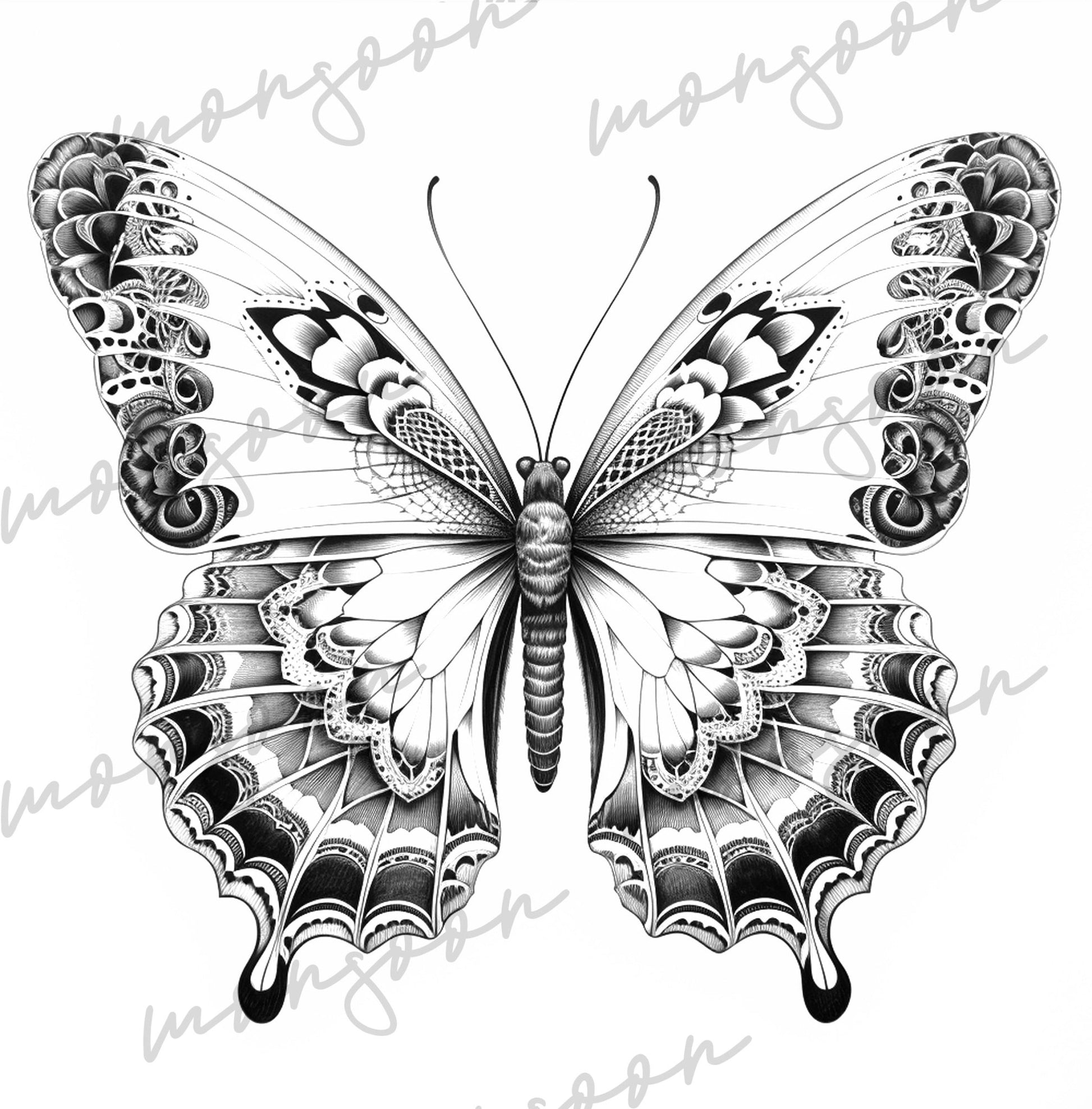 Mandala Butterflies Coloring Book Grayscale (Printbook) - Monsoon Publishing USA