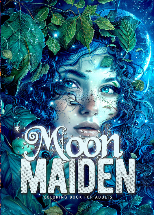 Moon Maiden Coloring Book Grayscale (Printbook)