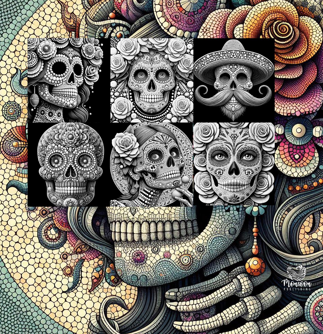 Mosaic Sugar Skulls Coloring Book (Digital)