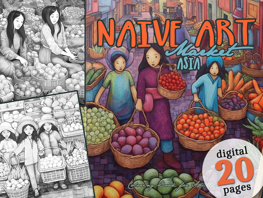 Naive Art Coloring Book Food Market (Digital) - Monsoon Publishing USA