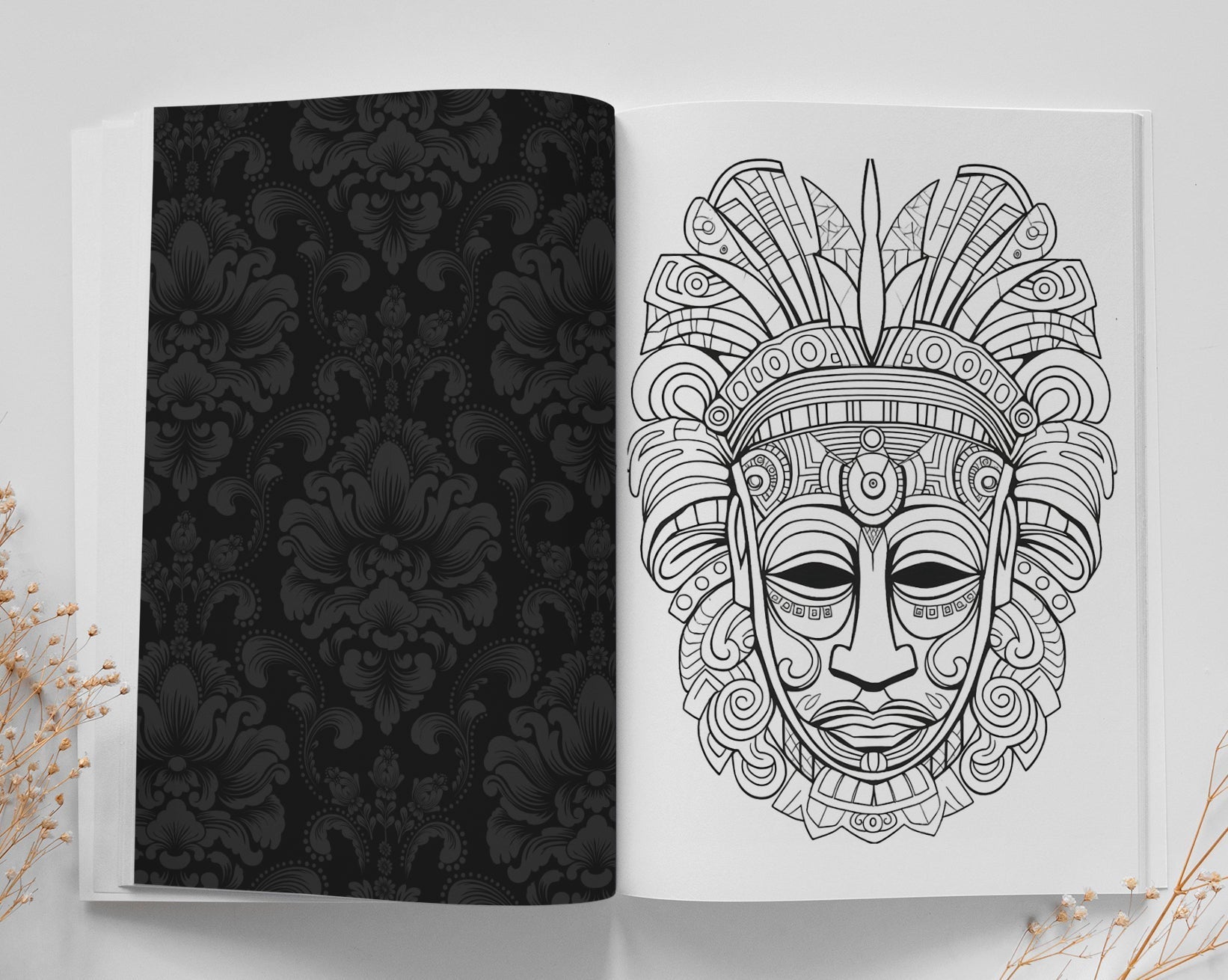 Native Masks Coloring Book Grayscale (Digital) - Monsoon Publishing USA