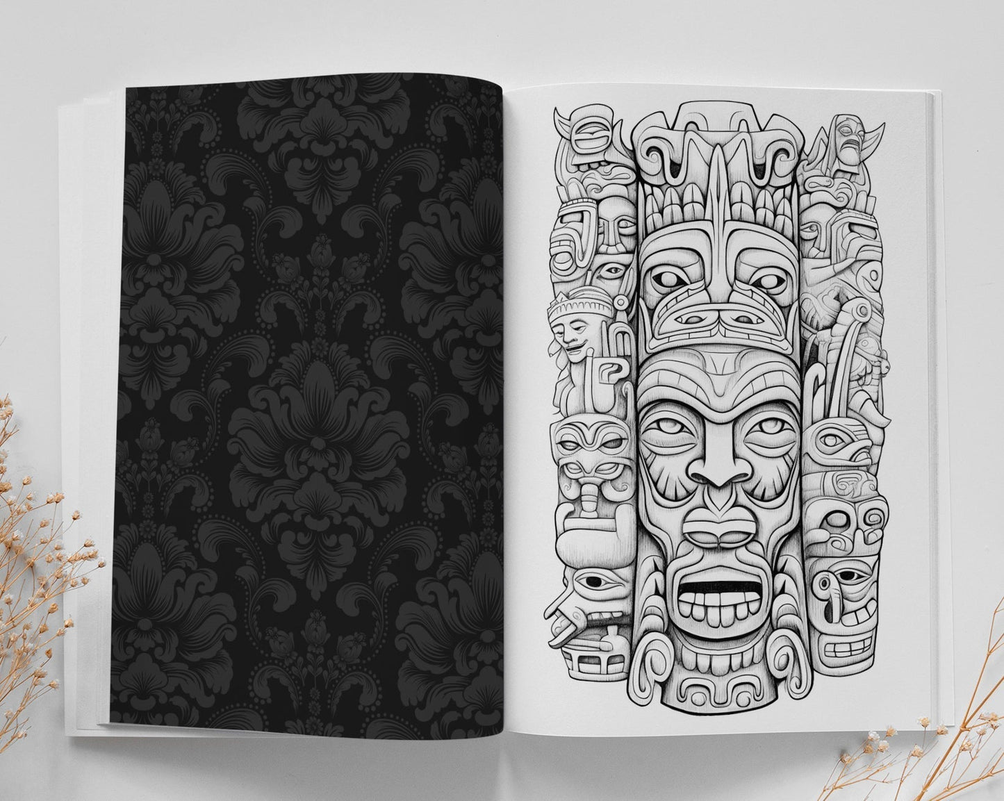 Native Masks Coloring Book Grayscale (Printbook) - Monsoon Publishing USA