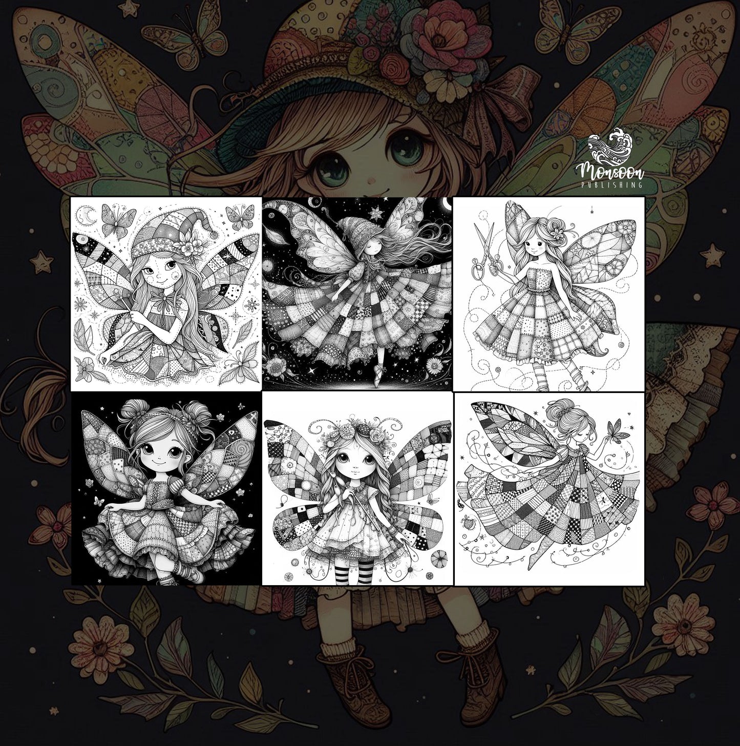 Patchwork Fairies Coloring Book (Digital)