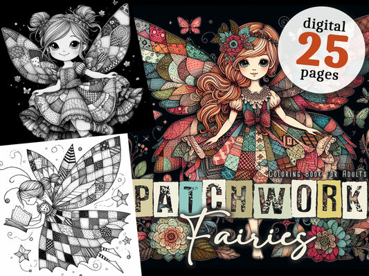 Patchwork Fairies Coloring Book (Digital)