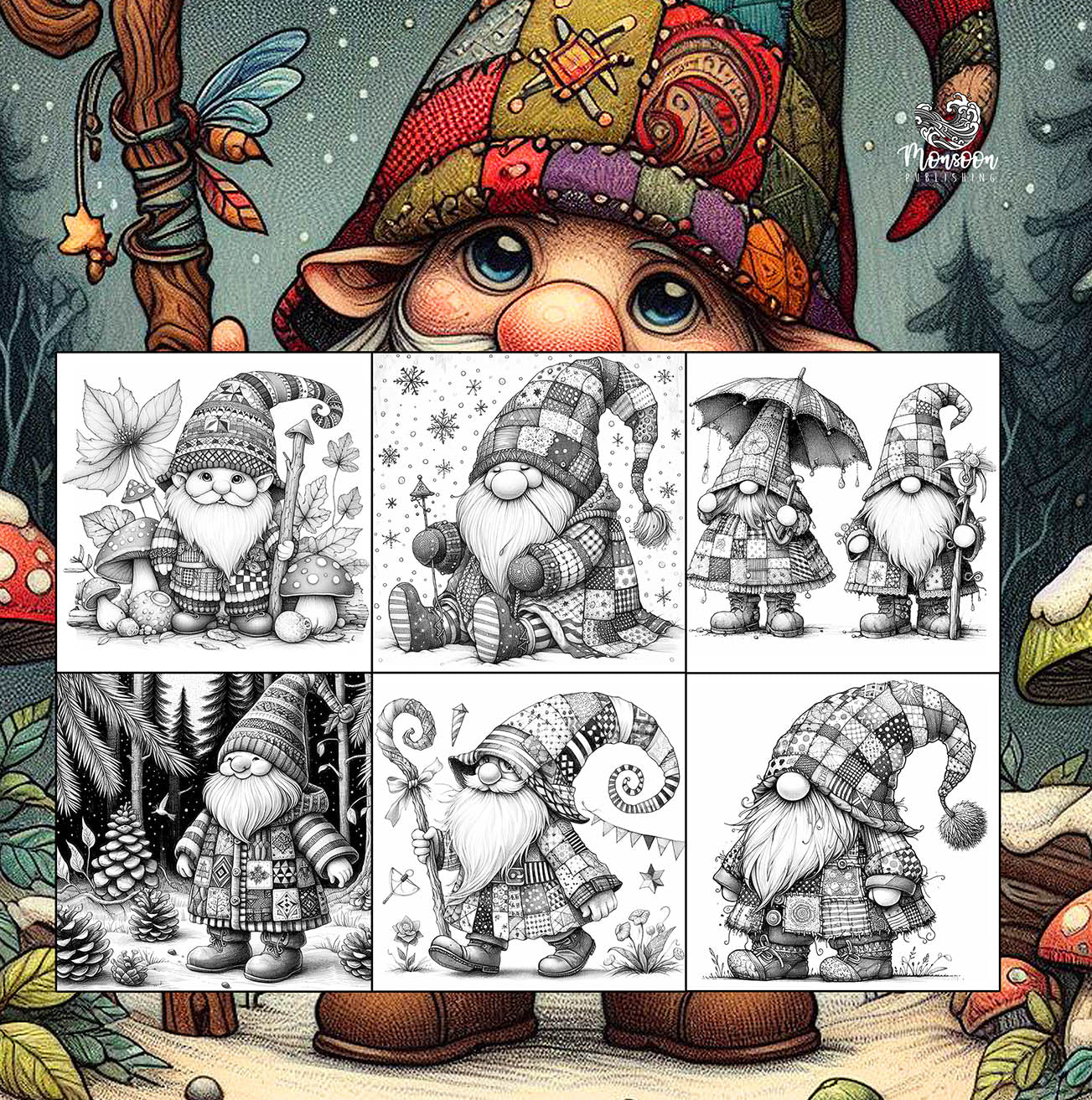 Patchwork Gnomes Coloring Book (Printbook)