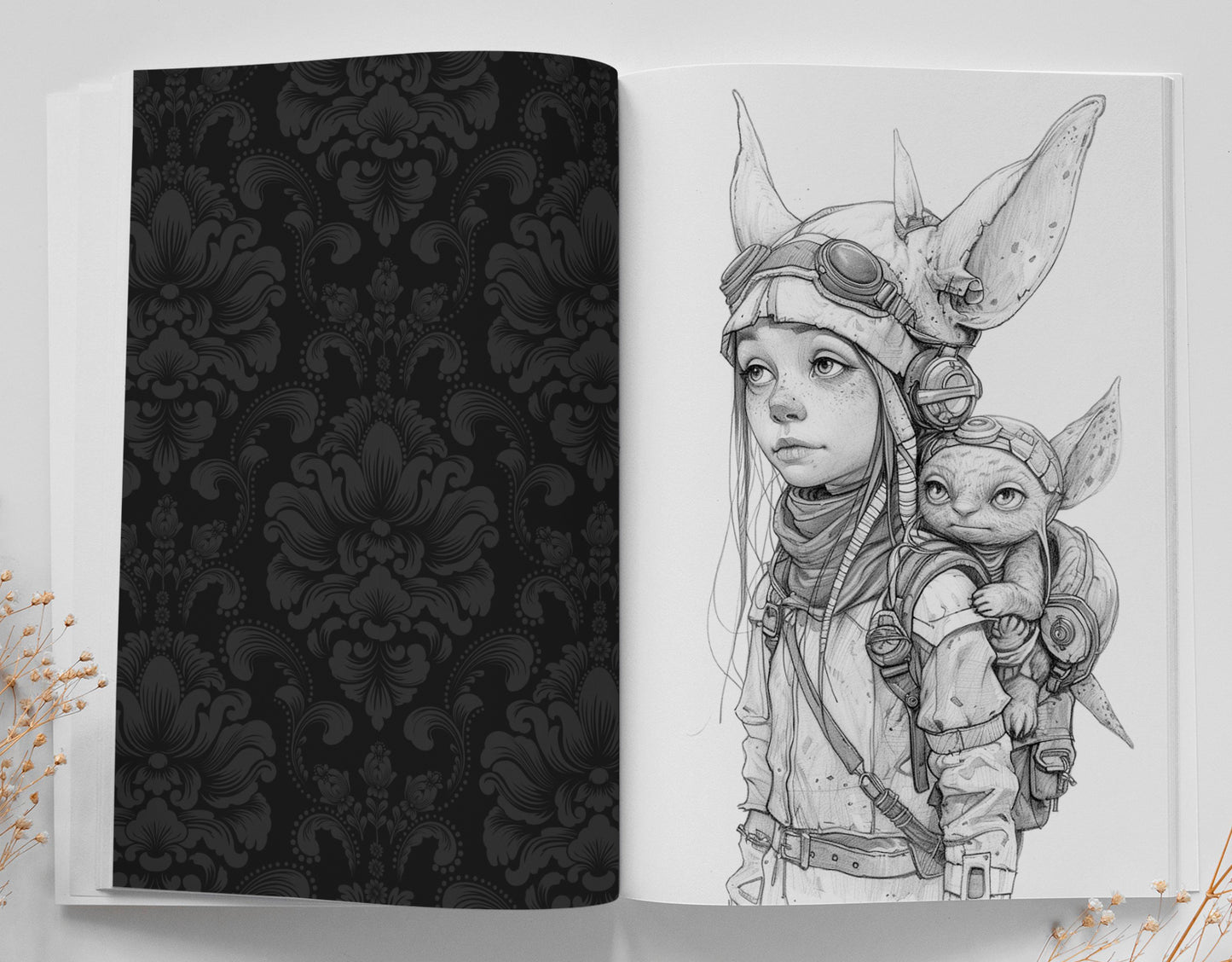 Elven Pets Coloring Book Grayscale (Digital)