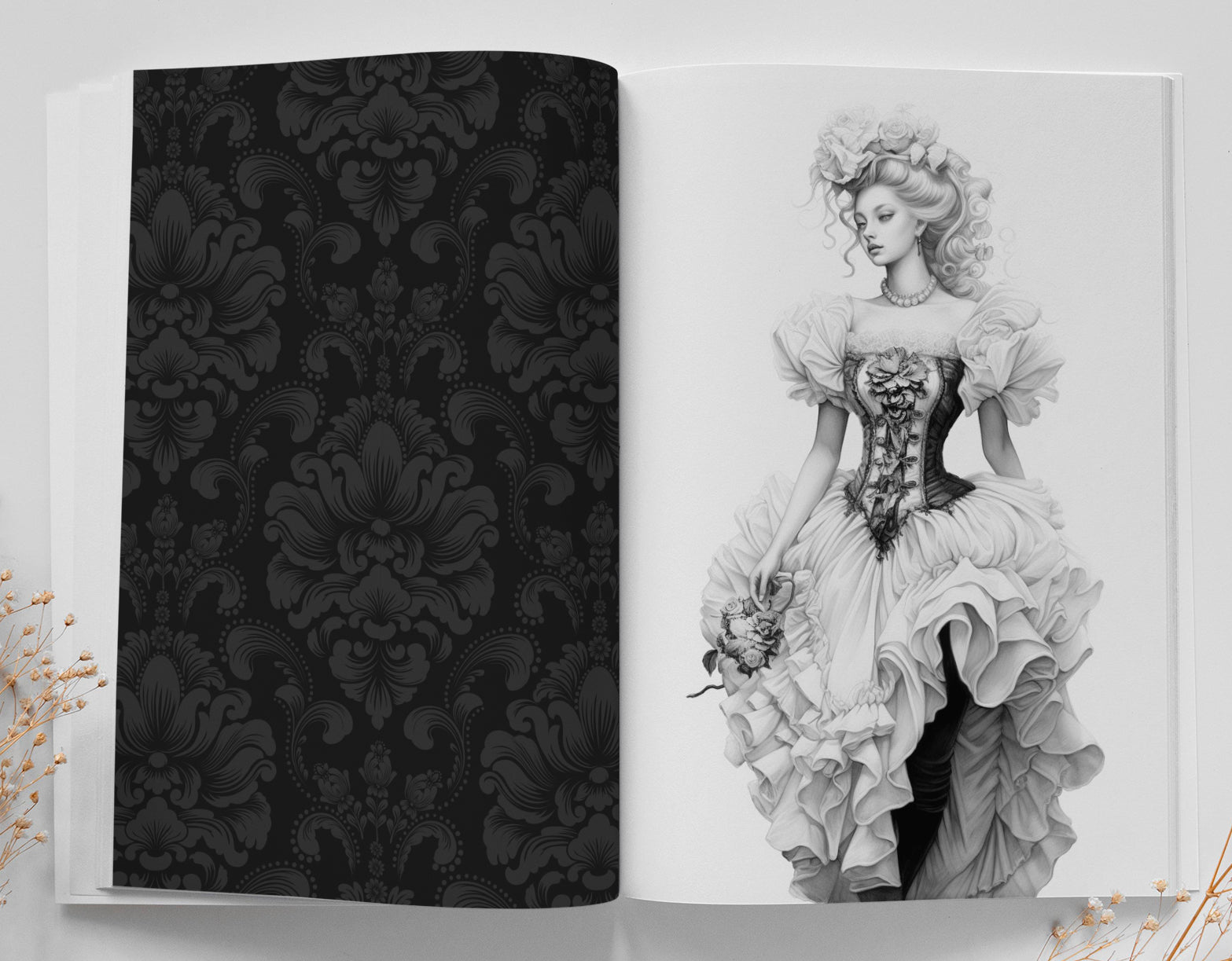 rococo coloring book dresses monsoon publishing