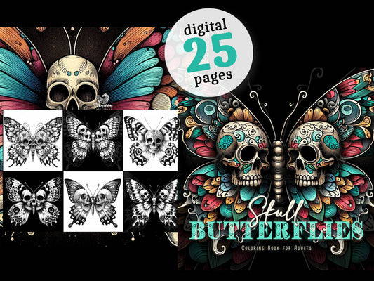 Skull Butterflies Coloring Book (Digital)