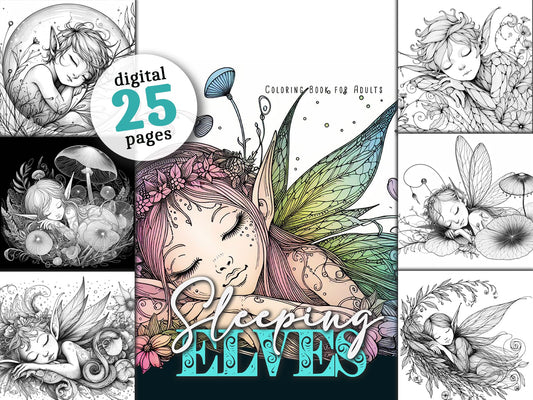 Sleeping Elves Coloring Book (Digital)