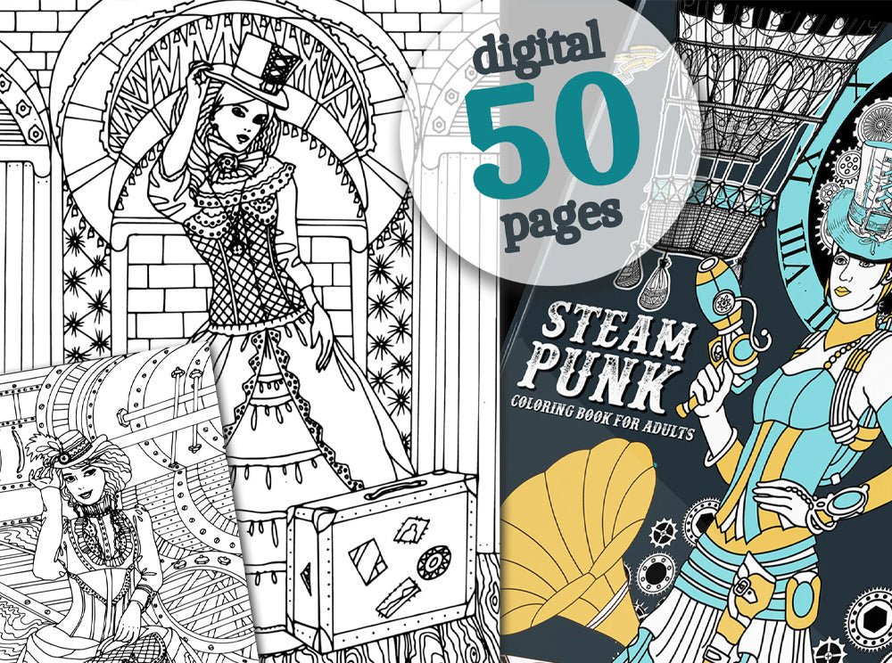 Steampunk Coloring Book for Adults (Digital) - Monsoon Publishing USA