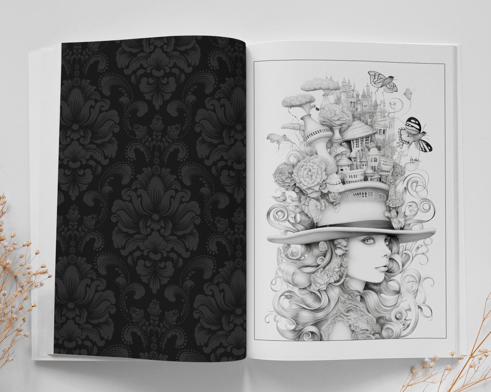 Surreal Hats Coloring Book Grayscale (Printbook) - Monsoon Publishing USA