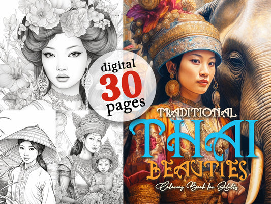 Traditional Thai Women Coloring Book (Digital) - Monsoon Publishing USA