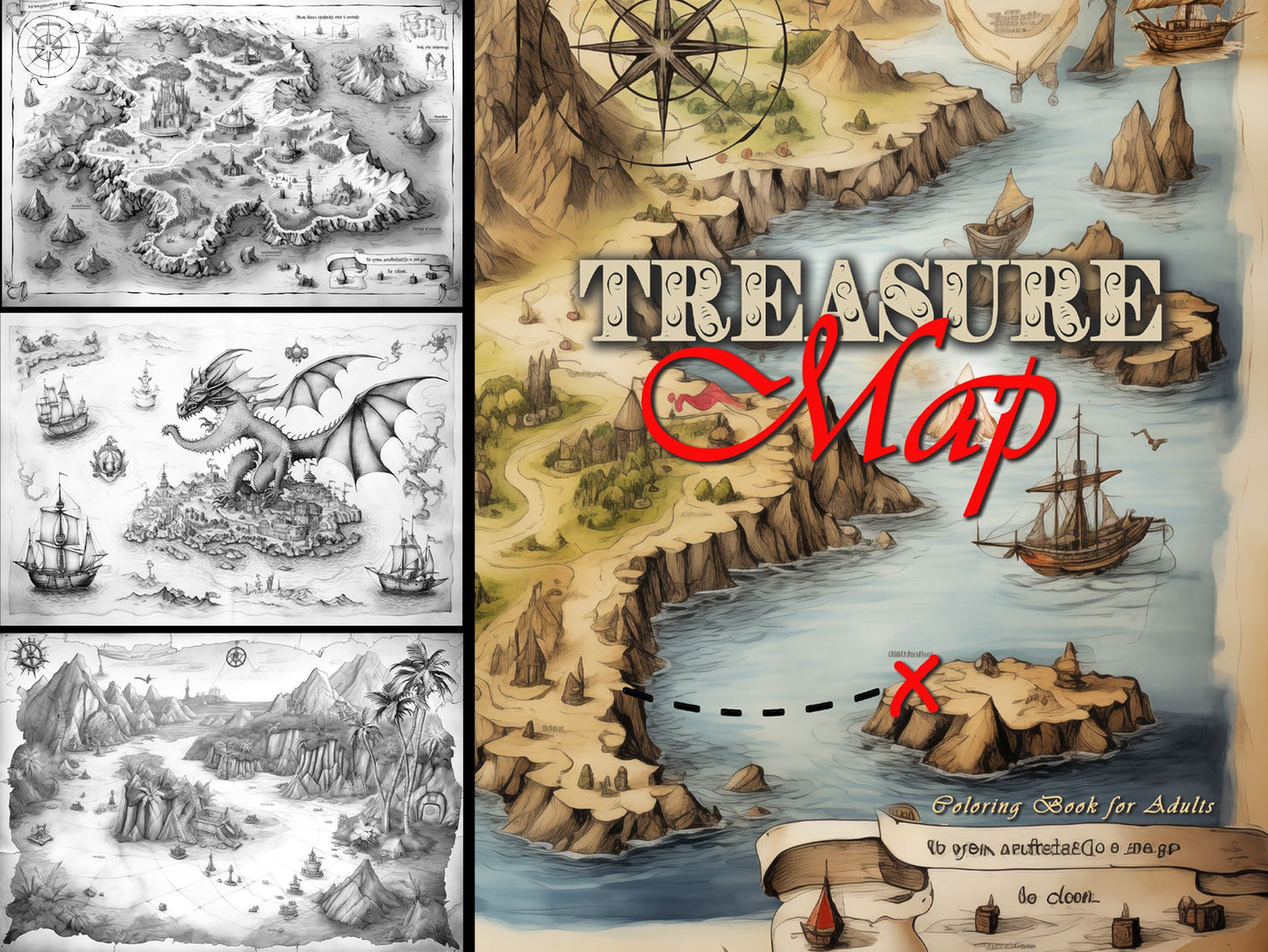 Treasure Map Coloring Book (Printbook) - Monsoon Publishing USA