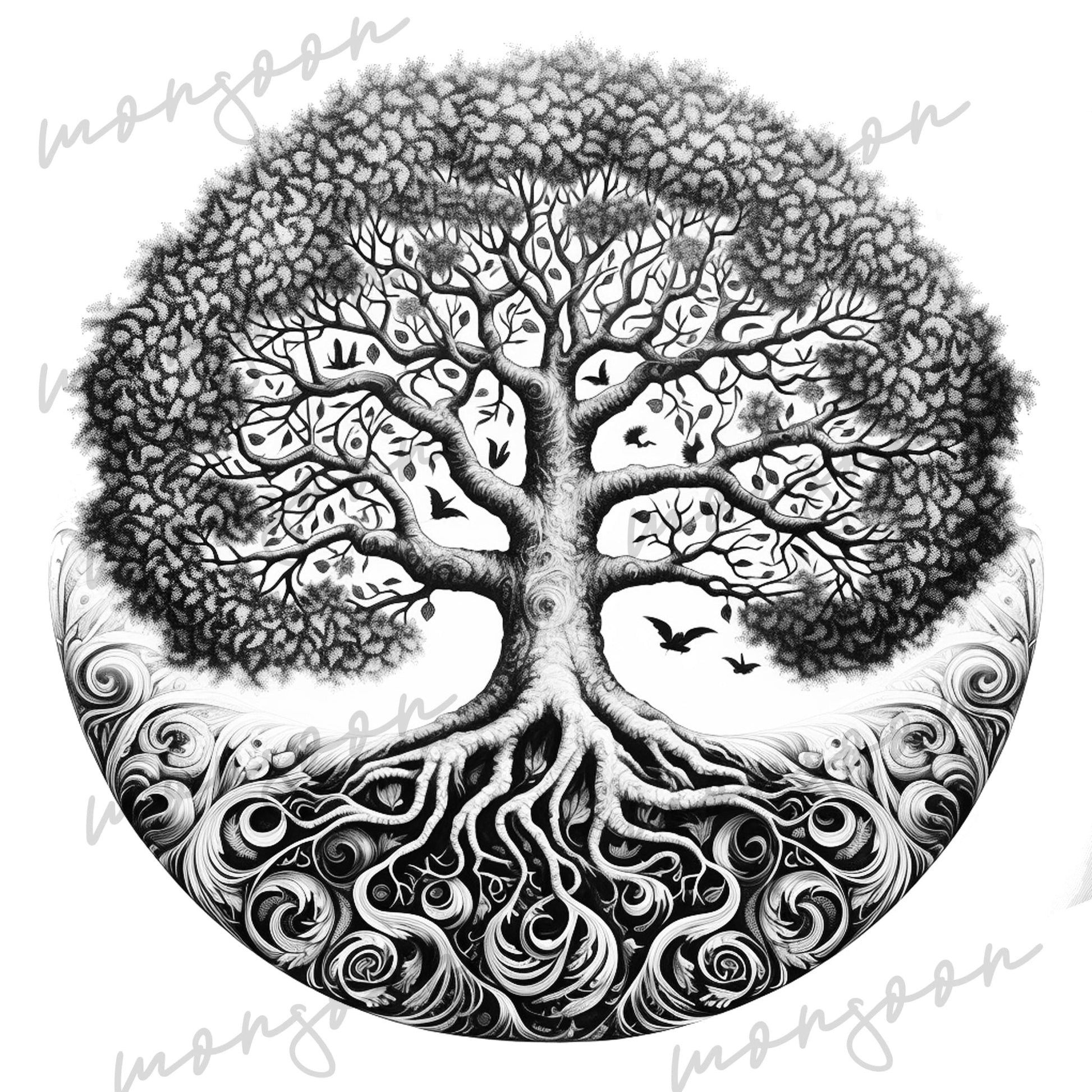 Tree of Life Coloring Book Grayscale (Printbook) - Monsoon Publishing USA