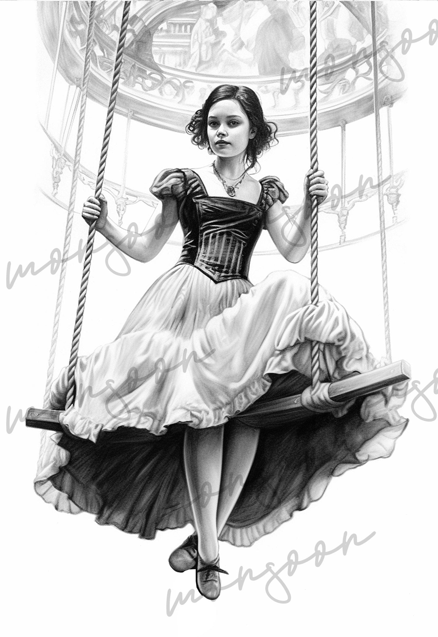 Victorian Circus Coloring Book Grayscale (Printbook) - Monsoon Publishing USA