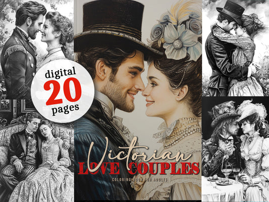 Victorian Love Couples Coloring Book (Digital)