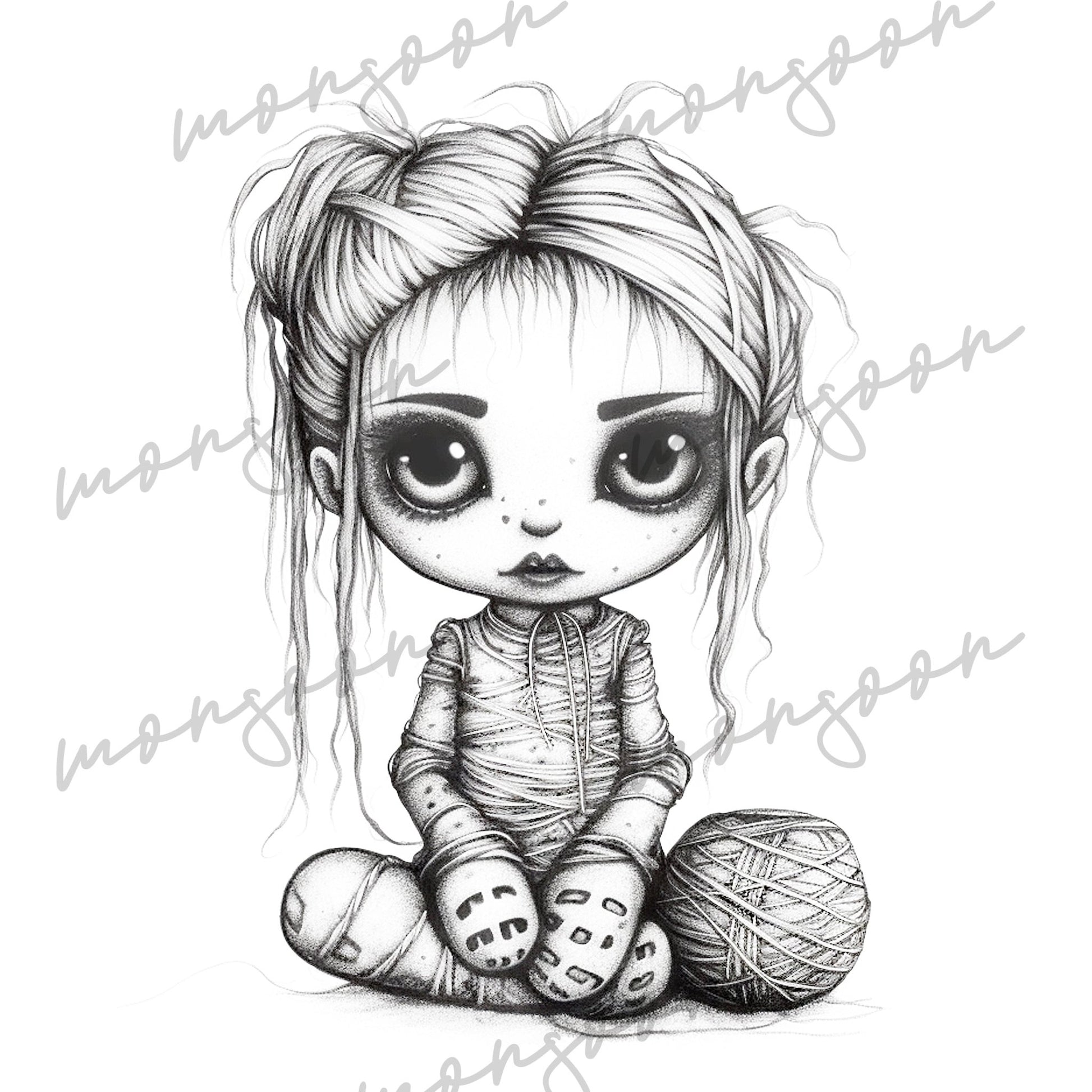 Voodoo Dolls Grayscale Coloring Book (Printbook) - Monsoon Publishing USA