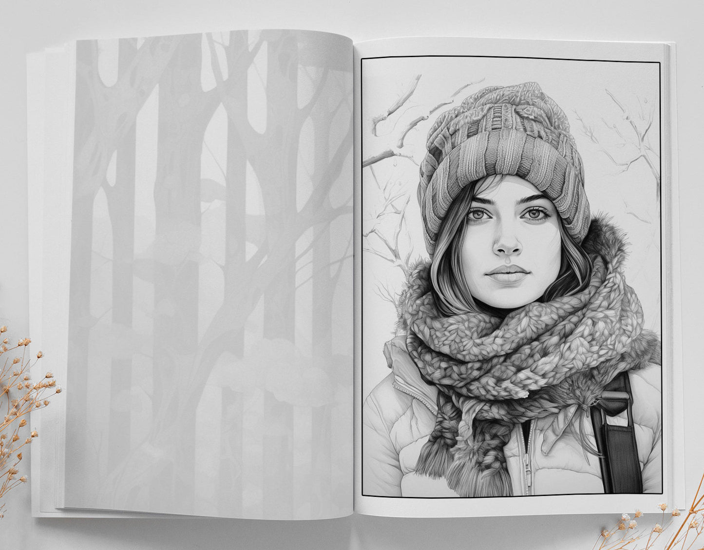 Winter Girls Coloring Book Grayscale (Digital) - Monsoon Publishing USA