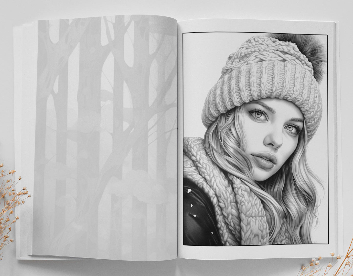 Winter Girls Coloring Book Grayscale (Digital) - Monsoon Publishing USA
