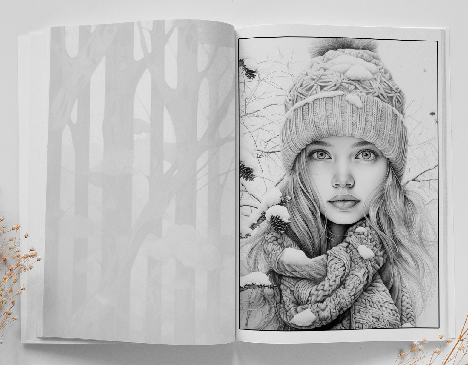 Winter Girls Coloring Book Grayscale (Printbook) - Monsoon Publishing USA