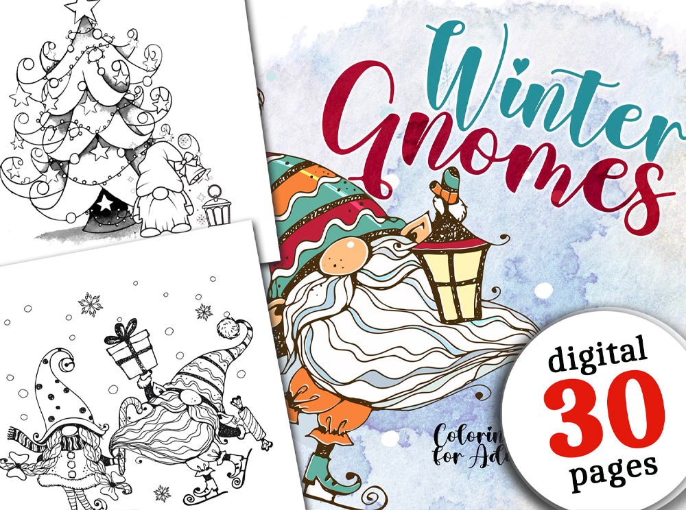 Winter Gnomes Coloring Book for Adults (Digital) - Monsoon Publishing USA