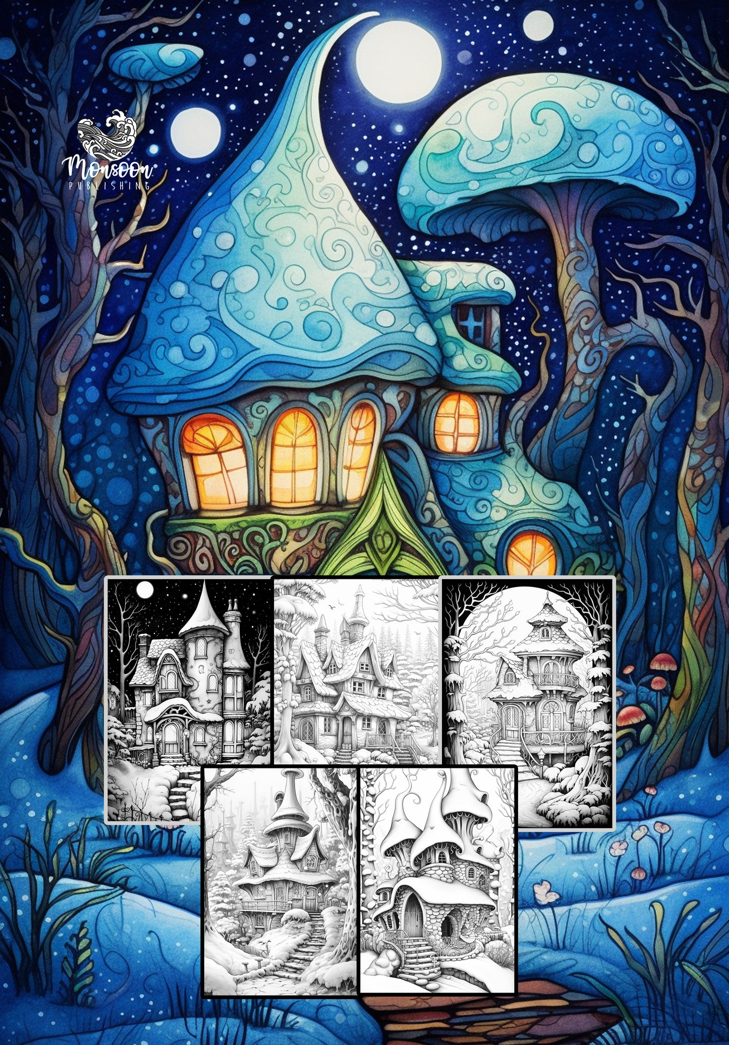 Whimsical Homes Winter Coloring Book (Printbook)