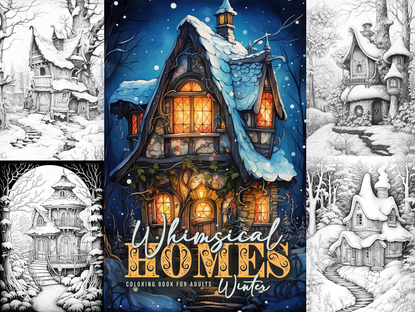 Whimsical Homes Winter Coloring Book (Printbook)