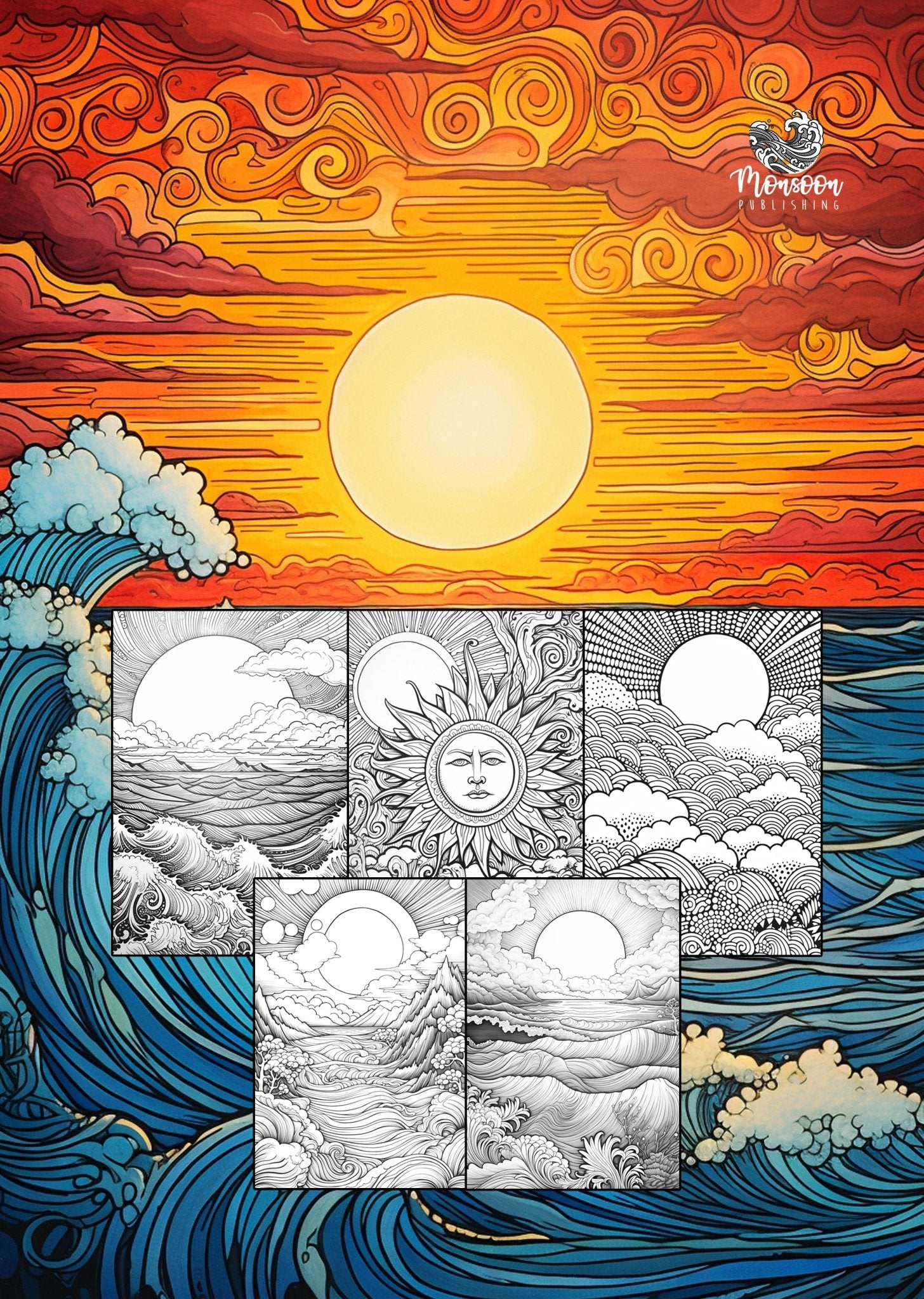 Zentangle Sunsets Coloring Book for Adults (Printbook) - Monsoon Publishing USA