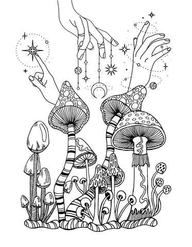 trippy mushroom coloring pictures